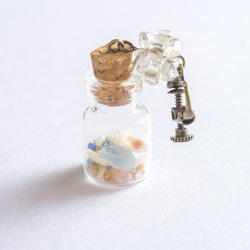 小さなガラスボトルと天然貝がらのイヤリング（ネジバネ式タイプ） 3枚目の画像