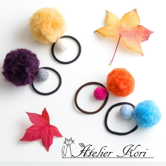 【専用】羊毛フェルト　ヘアゴムセット 羊毛フェルトのヘアゴムセット（C）の通販 by つばめストア｜ラクマ