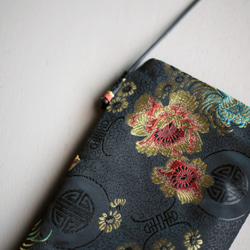 花柄チャイナジャガード　サコッシュ　ミニバッグ　サブバッグ　ショルダーバッグ　ユニセックス　中国　個性的 2枚目の画像