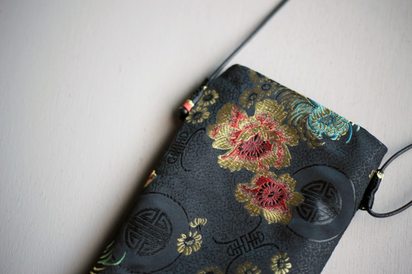 花柄チャイナジャガード　サコッシュ　ミニバッグ　サブバッグ　ショルダーバッグ　ユニセックス　中国　個性的 2枚目の画像