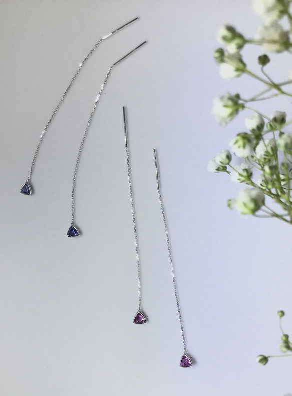 風箏系列 粉紅藍寶石耳環 Kite collection Pink Sapphire earrings 第2張的照片