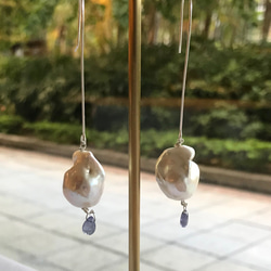 浪花系列 巴洛克珍珠耳環 Wave collection Baroque pearl earrings 第1張的照片