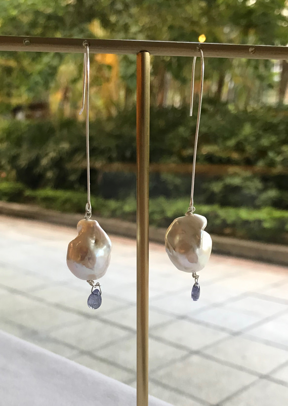 浪花系列 巴洛克珍珠耳環 Wave collection Baroque pearl earrings 第1張的照片