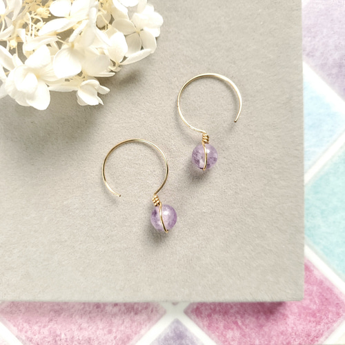 アメジストのフープピアス ピアス（フープ） Jewelbar 通販