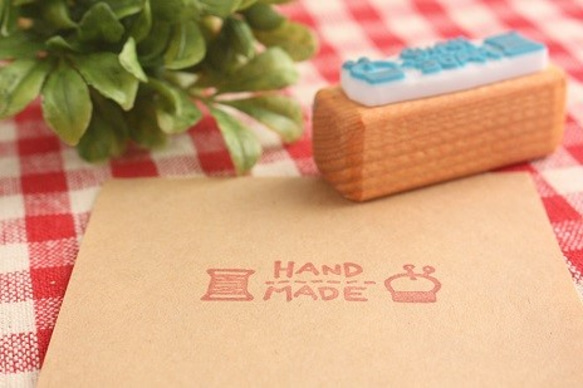 チクチク糸＆針山「HANDMADE」はんこ 4枚目の画像