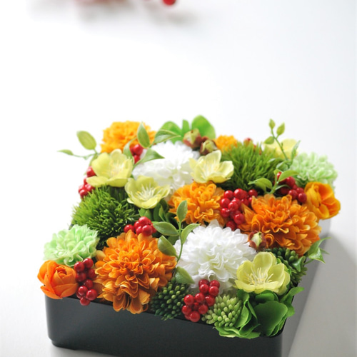 限定1点】 2way お正月アレンジ お重箱アレンジ オレンジ アーティ