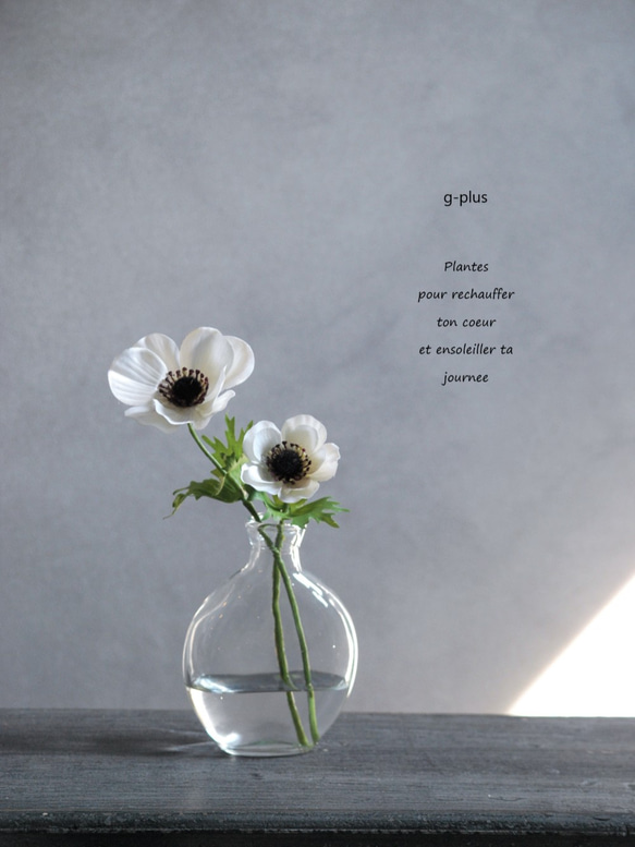 咲き続けるアネモネ(ホワイト)　マジカルウォーター　癒しのフラワーインテリア　アーティフィシャルフラワー 1枚目の画像
