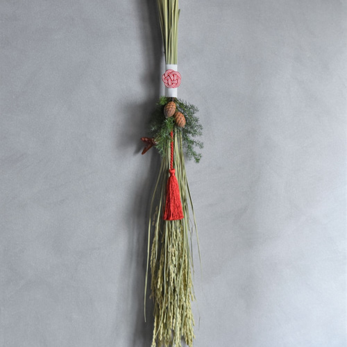 天然素材 お正月飾り 稲穂のスワッグ ナチュラル（60cm ロング） 壁