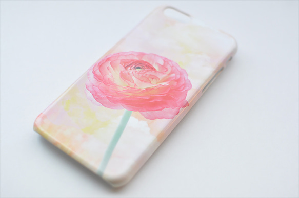 [受注制作] iPhone Android Case 花と水彩画のスマホケース 2枚目の画像