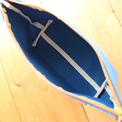 H2182　帆布のシンプルマチありポーチ　L23　ブルー　【送料込価格】 9枚目の画像