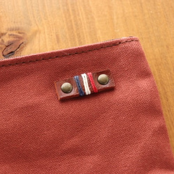 H1706　やわらか帆布の中ポケット付きポーチ　M18　赤銅色 4枚目の画像