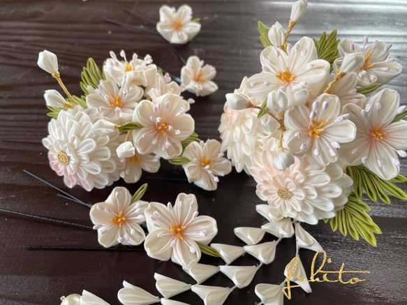 正絹羽二重つまみ細工 桜のかんざしセット かんざし ふひと 通販 