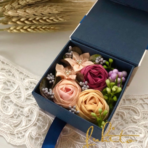 正絹羽二重つまみ細工 フラワーボックス アートフラワー ふひと 通販
