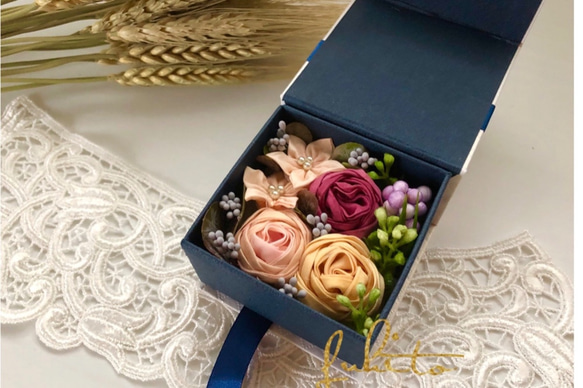 正絹羽二重つまみ細工 フラワーボックス アートフラワー ふひと 通販
