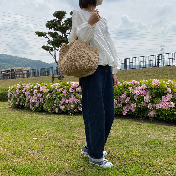 麻ひもバッグ☆模様あみV☆M 11枚目の画像