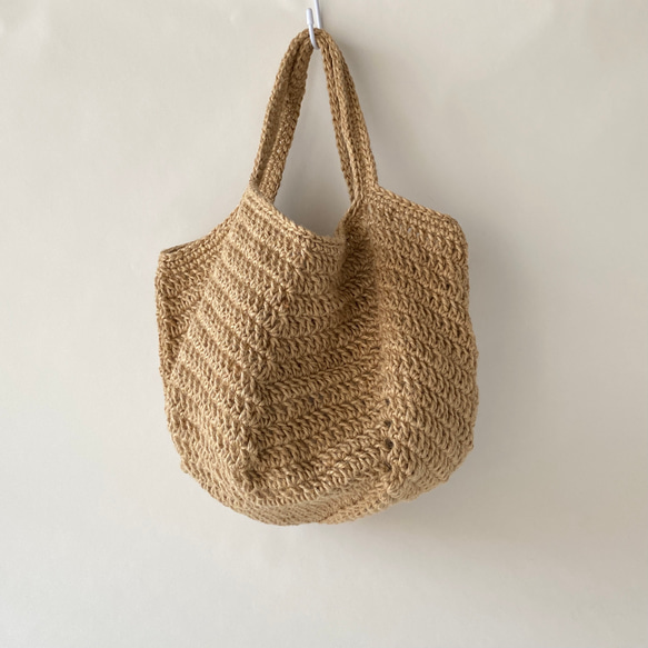 専用】麻紐バッグ オモシロバッグ［四角］BIG／モザイク編み