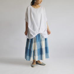 紗織コットン麻リネン 「冬の白。フロントタック裾ふんわり袖 の ブラウス」ゆったりH67（sh244) 6枚目の画像