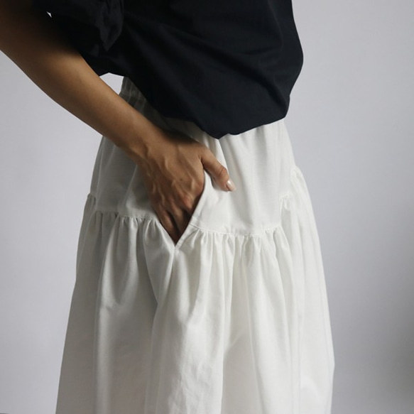 『スカートのようでパンツである。スカンツ』８５cm丈 紗織コットン100%幅広ワイドH81（pt196) 8枚目の画像