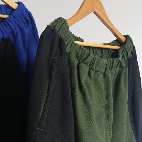 「愉快なスカート」７８ｃm丈 鹿の子編み ポロシャツ生地 パッチワーク ゆったりH90B （sk080) 4枚目の画像