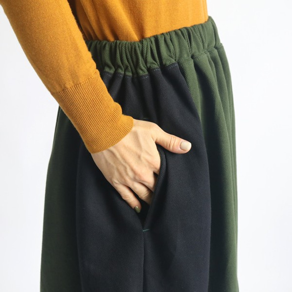 「愉快なスカート」７８ｃm丈 鹿の子編み ポロシャツ生地 パッチワーク ゆったりH90B （sk080) 6枚目の画像
