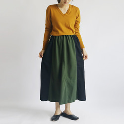 「愉快なスカート」７８ｃm丈 鹿の子編み ポロシャツ生地 パッチワーク ゆったりH90B （sk080) 8枚目の画像