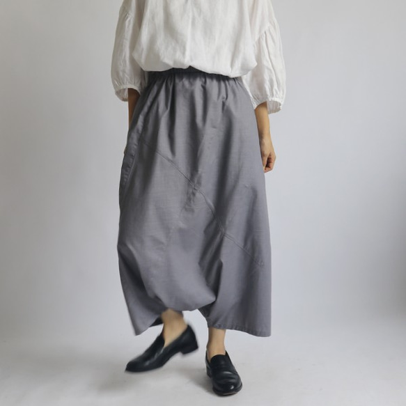 「愉快なパンツ」紗織コットン１００％パッチワーク サルエル グレーH88A（pt160) 2枚目の画像