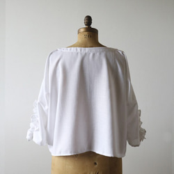 紗織コットン麻リネン「冬の白。大人甘めのふりフリル袖ブラウス」ゆったりシャツG01（sh133) 8枚目の画像