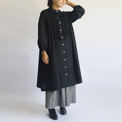 『贅沢フリル ロング シャツ ワンピース』紗織コットン１００％ブラウスG77（dr001) 3枚目の画像
