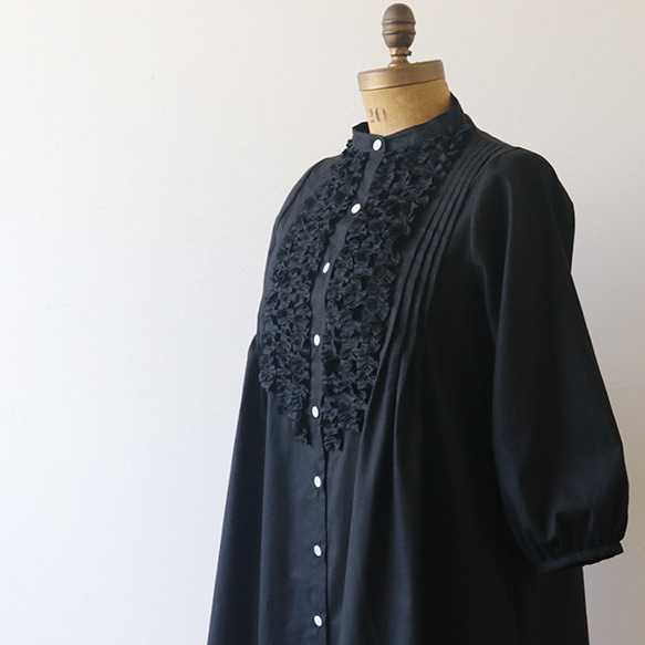 『贅沢フリル ロング シャツ ワンピース』紗織コットン１００％ブラウスG77（dr001) 6枚目の画像