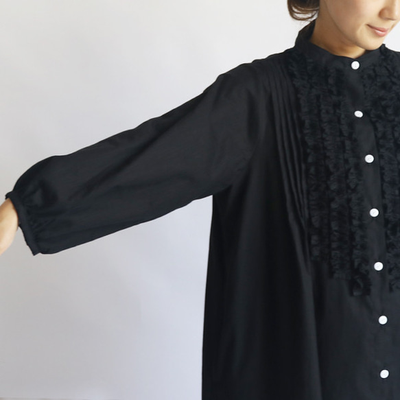 『贅沢フリル ロング シャツ ワンピース』紗織コットン１００％ブラウスG77（dr001) 7枚目の画像