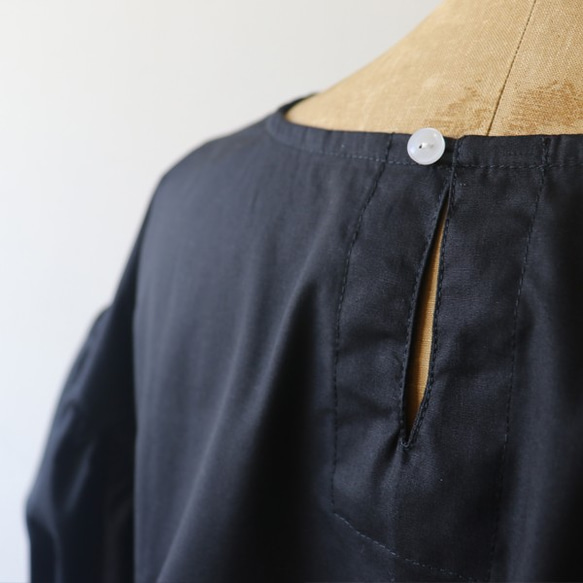 『ふんわり袖のパフスリーブ シャツブラウス 』コットン１００% シャツ ブラック G78B（sh220) 8枚目の画像