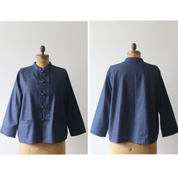 「花ボタンで魅せるゆったりシャツ ジャケット」甘織デニムＤＥＮＩＭ羽織りK06（jk127) 10枚目の画像