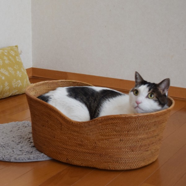 ⁑（送料無料）再制作　伝統工芸　アタ細工　深めバスケット　猫や犬ベッド寝床　収納M57 16,632円
