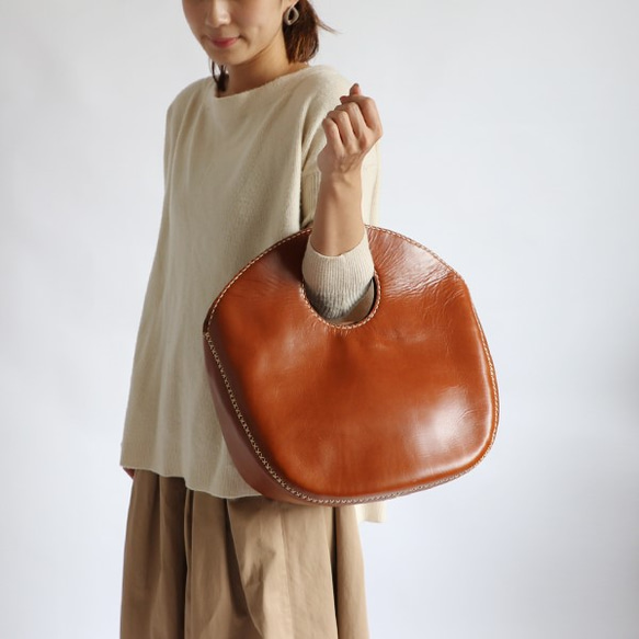 sg_081革オイルレザー手縫い麻糸『自立する。深マチＢＡＧ』  バッグ鞄N30A 2枚目の画像