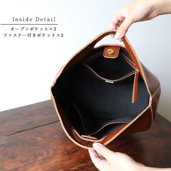 sg_081革オイルレザー手縫い麻糸『自立する。深マチＢＡＧ』  バッグ鞄N30A 3枚目の画像