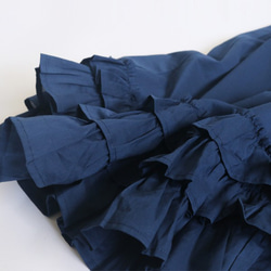 『フリル裾ペチコート ワンピース』シルキーコットン１００％ポプリン素材ノースリーブ 紺B14B(dr483) 2枚目の画像