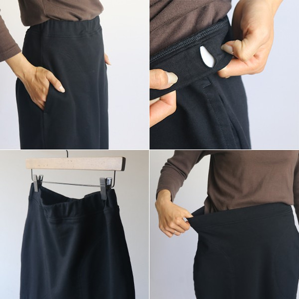 『すとんとタイト伸縮スウェット ペンシル スカート／大きなポケット』７９ｃｍ丈ストレッチB44 （sk065) 3枚目の画像