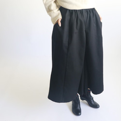 『まあるいポケット幅広ワイド袴ハカマ パンツ』コットン１００％ チノゆったりブラック 黒B46 （pt105) 5枚目の画像