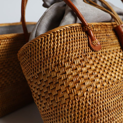 ⁂ラスト１　初夏ＳＡＬＥ　手編む鞄　アタかごバッグ トートバッグ 巾着袋＆タッセル 着物 和装 Z46B 6枚目の画像