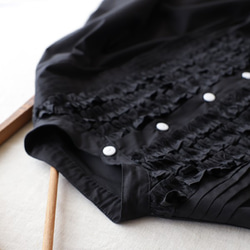 ⁂『贅沢フリル シャツ ジャケット 』コットン１００％ブラウス黒A56A(sh374) 3枚目の画像