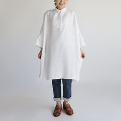 『 ドルマン幅広プルオーバー シャツ 』紗織コットンゆったりポンチョ チュニック白A92（sh132) 8枚目の画像