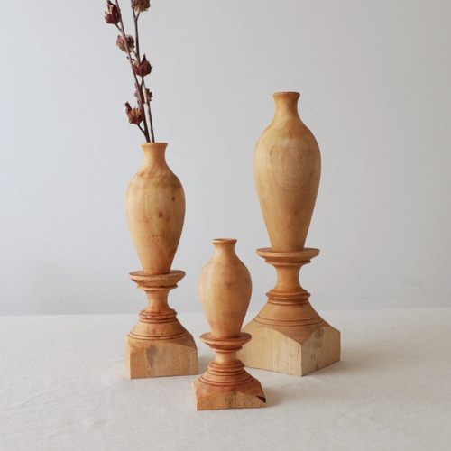 ラスト1。夏SALE。3点セット天然無垢ウッド 一輪挿しドライ