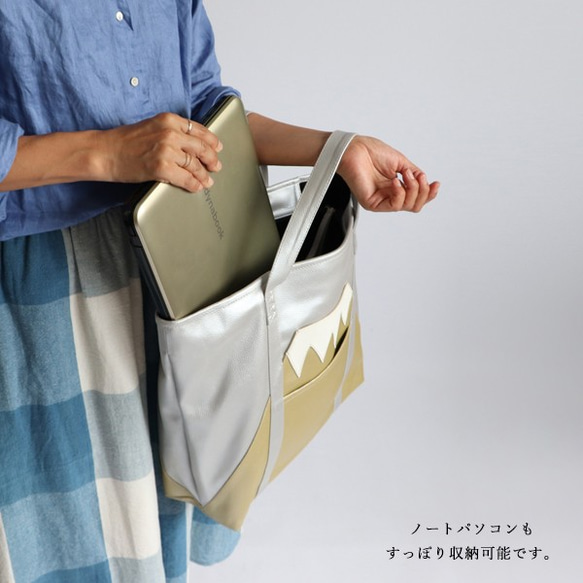 ag_152   上質シュリンク PUレザー多ポケット『FUJIYAMA富士山トート バッグ』蓋付き鞄N77A 4枚目の画像