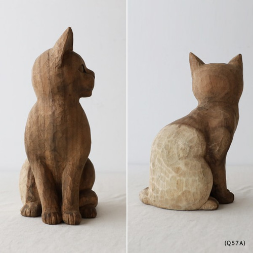 ○冬ごもりPRICE○天然無垢ウッド 手彫り木彫りART “ 座り