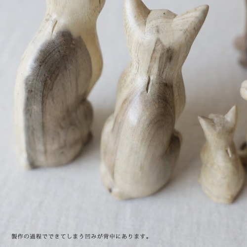 5匹セット】 天然無垢ウッド 手彫り木彫りART “座る猫一家 5匹セット】 天然無垢ウッド 手彫り木彫りART “座る猫一家