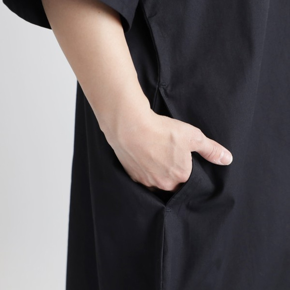 『 一枚布仕立ての贅沢ワンピース クルーネック 』コットン１００％ポプリン素材  七分袖R61（dr006pk) 4枚目の画像