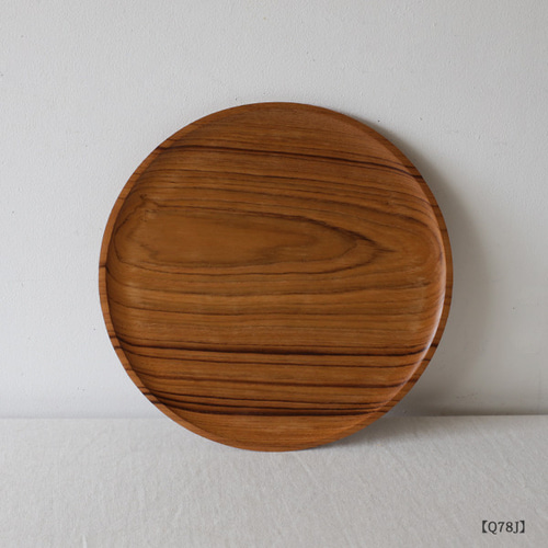 〇。SALE。「30cm チーク ウッド サークル丸盆プレート