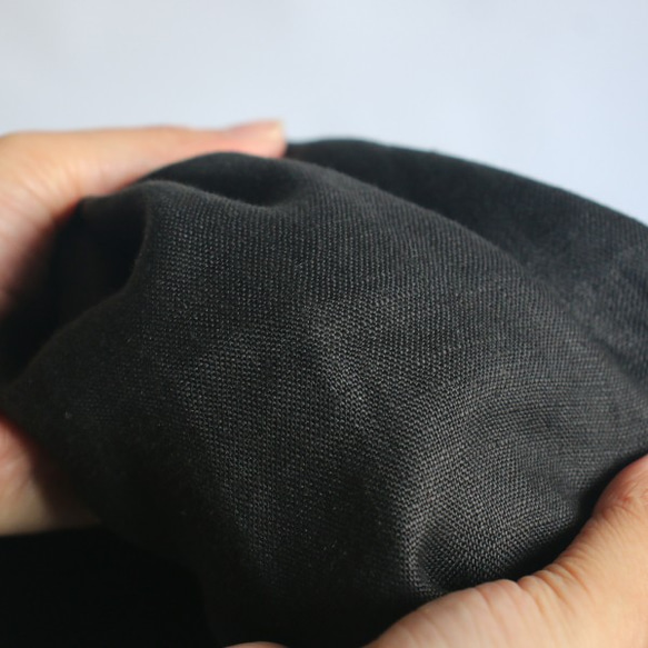 ⁑『 贅沢フリル ロング シャツ ワンピース 』上質リネン麻１００％ ブラウス 羽織 ブラック F56（dr001) 9枚目の画像