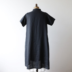 ⁑『 贅沢フリル ロング シャツ ワンピース 』上質リネン麻１００％ ブラウス 羽織 ブラック F56（dr001) 10枚目の画像
