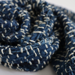 ⁂秋支度ＳＡＬＥ●草木染め布・手織り・藍染め裂き編み●ストール コットン１００％Q85V 4枚目の画像